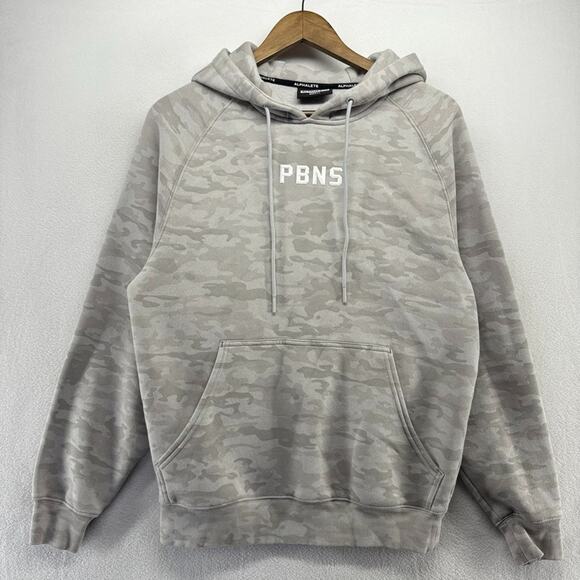 Alphalete Sweatshirt Men's Small Gray Camo Arctic Camouflage Hoodie Workout PBNS - Picture 1 of 9
